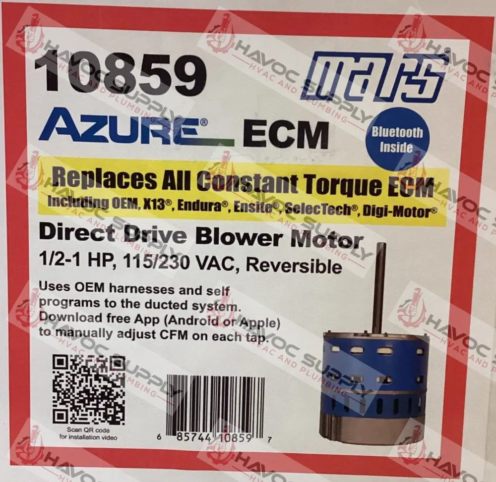 10859 - MARS AZURE 1/2-1HP ECM MOTOR - HAVOC SUPPLY, LLC