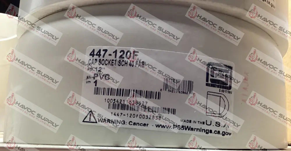 12PVCCA - 12" PVC SCH40 CAP SLIP - SO - HAVOC SUPPLY, LLC