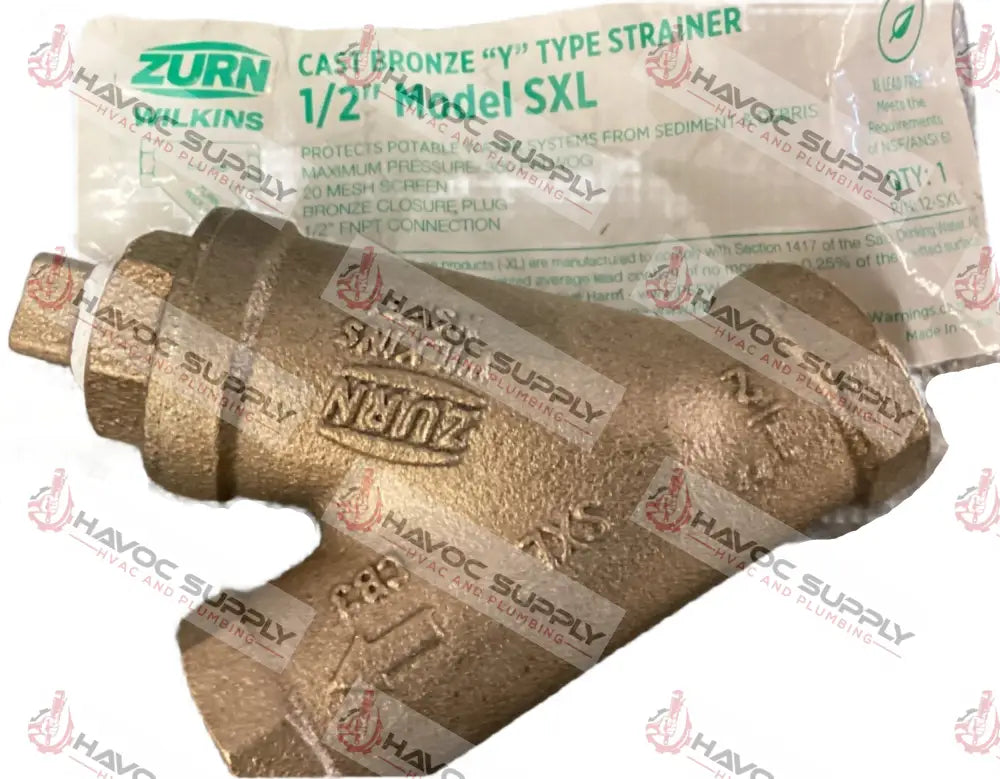 12SXL - 1/2" BRASS THREADED WYE STRAINER WITH PLUG - HAVOC SUPPLY, LLC