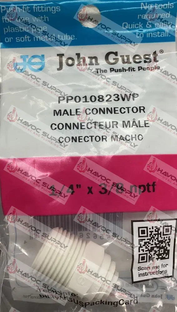 20-056P - 1/4" JOHN GUEST X 3/8" MIP STRAIGHT CONNECTOR - HAVOC SUPPLY, LLC