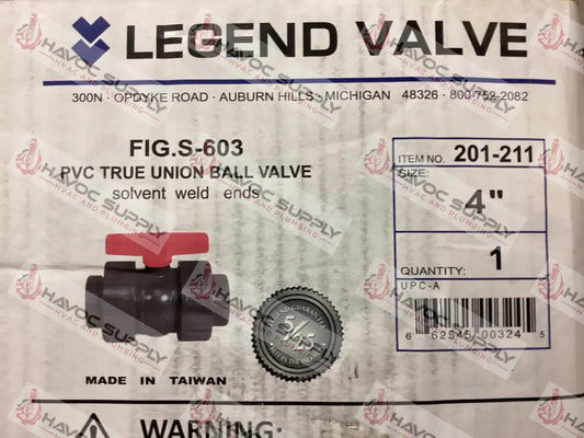 201-211 - 4" TRUE UNION PVC SCH80 BALL VALVE - HAVOC SUPPLY, LLC