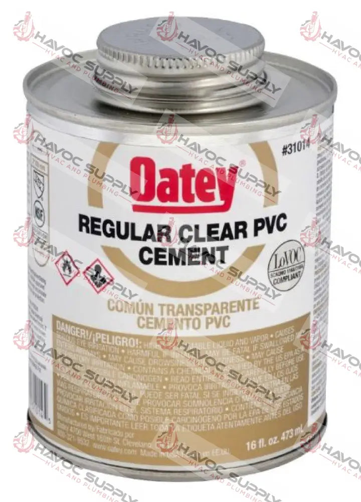 31014 - OATEY REGULAR CLEAR PVC CEMENT PINT - HAVOC SUPPLY, LLC