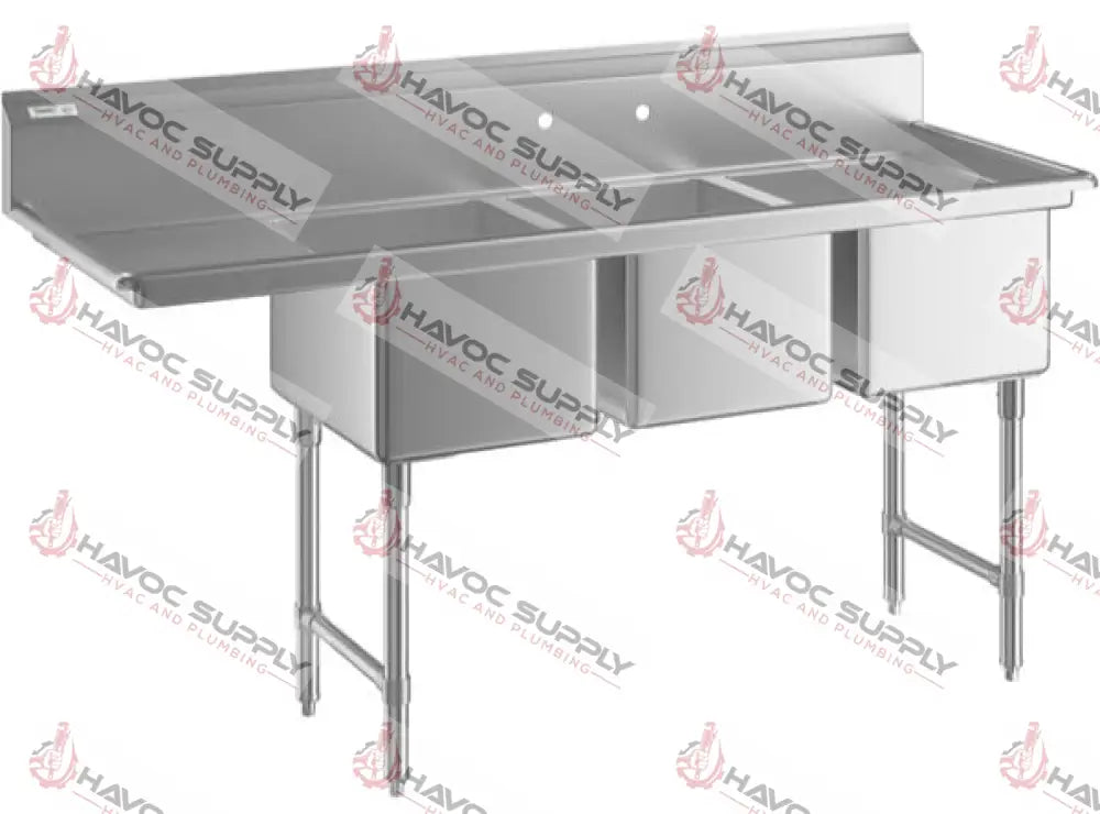 600S316201XL - 72" STAINLESS STEEL COMMERCIAL KITCHEN SINK LEFT DRAINBOARD - HAVOC SUPPLY, LLC