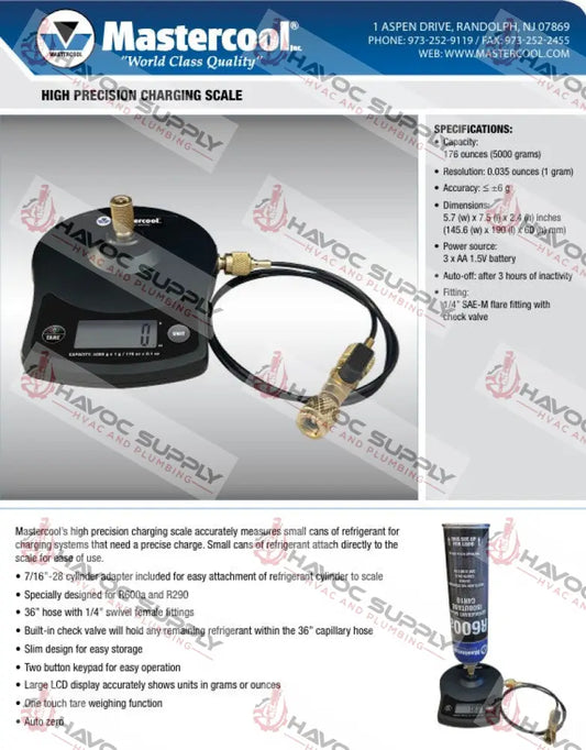 98202 - MASTERCOOL R290 R600 REFRIGERATION SCALE WITH CASE TOOLS