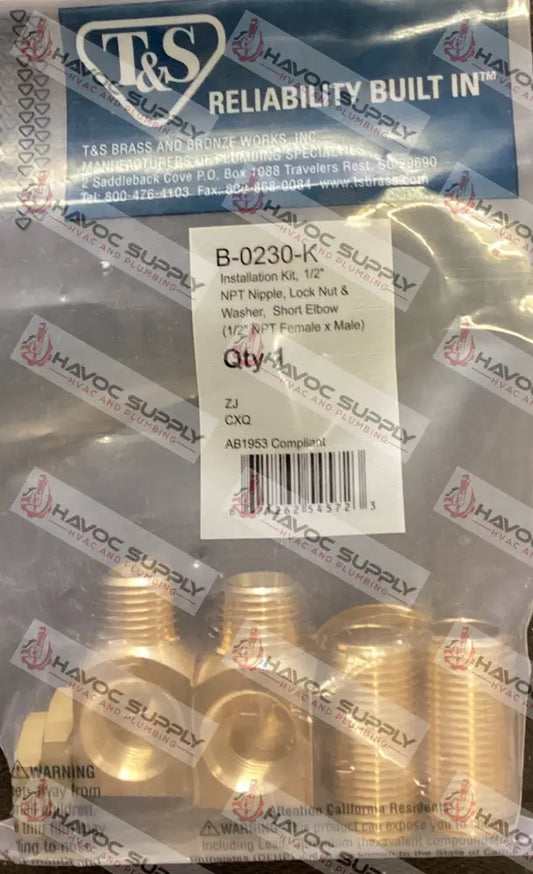 B-0230-K - T&S FAUCET INSTALLATION KIT - HAVOC SUPPLY, LLC