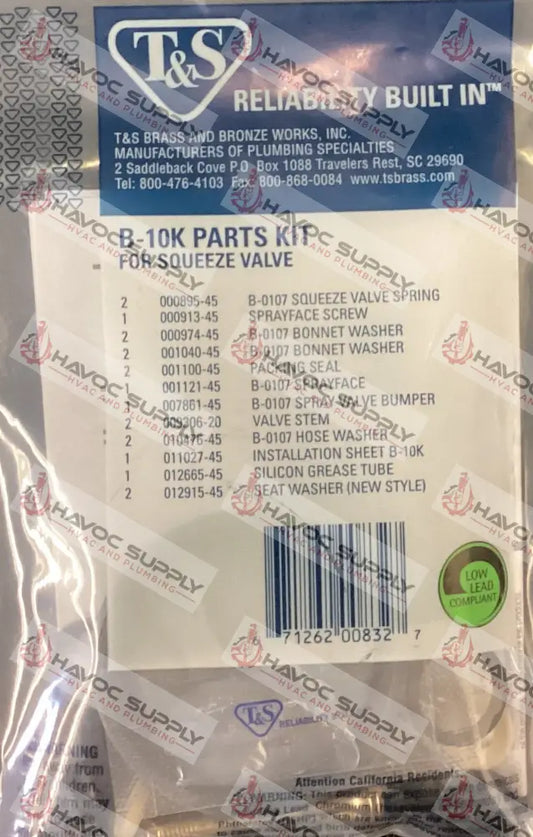 B-10K - T&S SPRAY VALVE REPAIR KIT - HAVOC SUPPLY, LLC