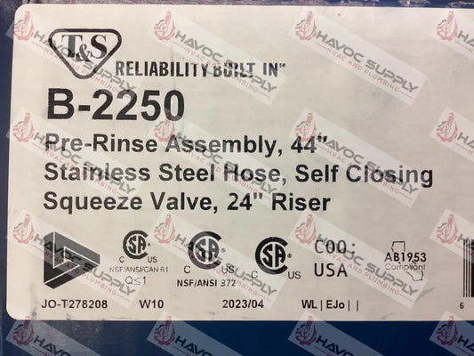 B-2250 - T&S PRERINSE ASSEMBLY - HAVOC SUPPLY, LLC