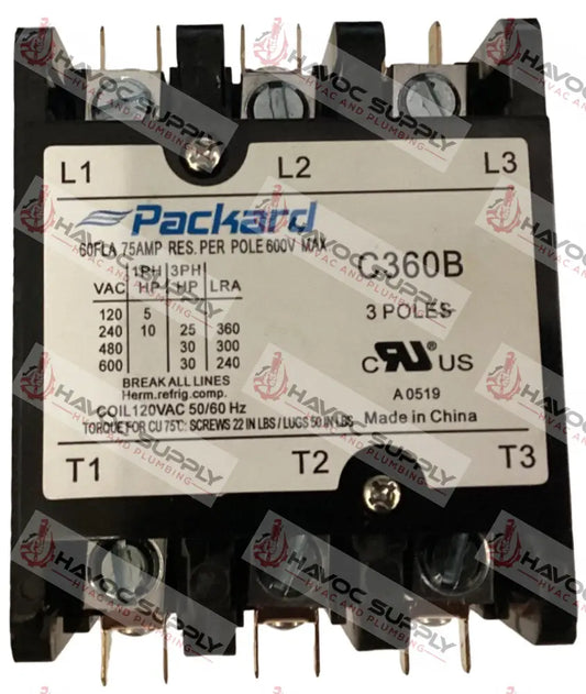 C360B - 3 POLE 60A 120V CONTACTOR - HAVOC SUPPLY, LLC