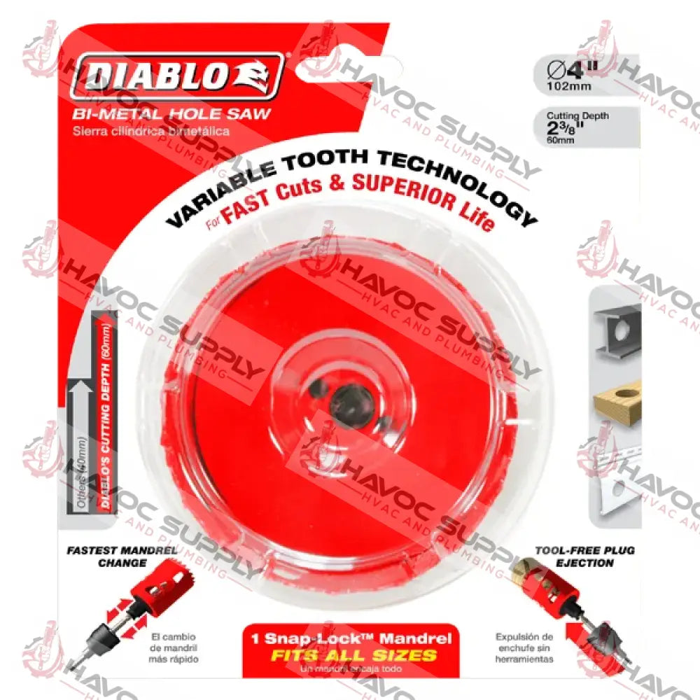 DHS3625 - DIABLO 3-5/8 X 60MM HOLE SAW - HAVOC SUPPLY, LLC