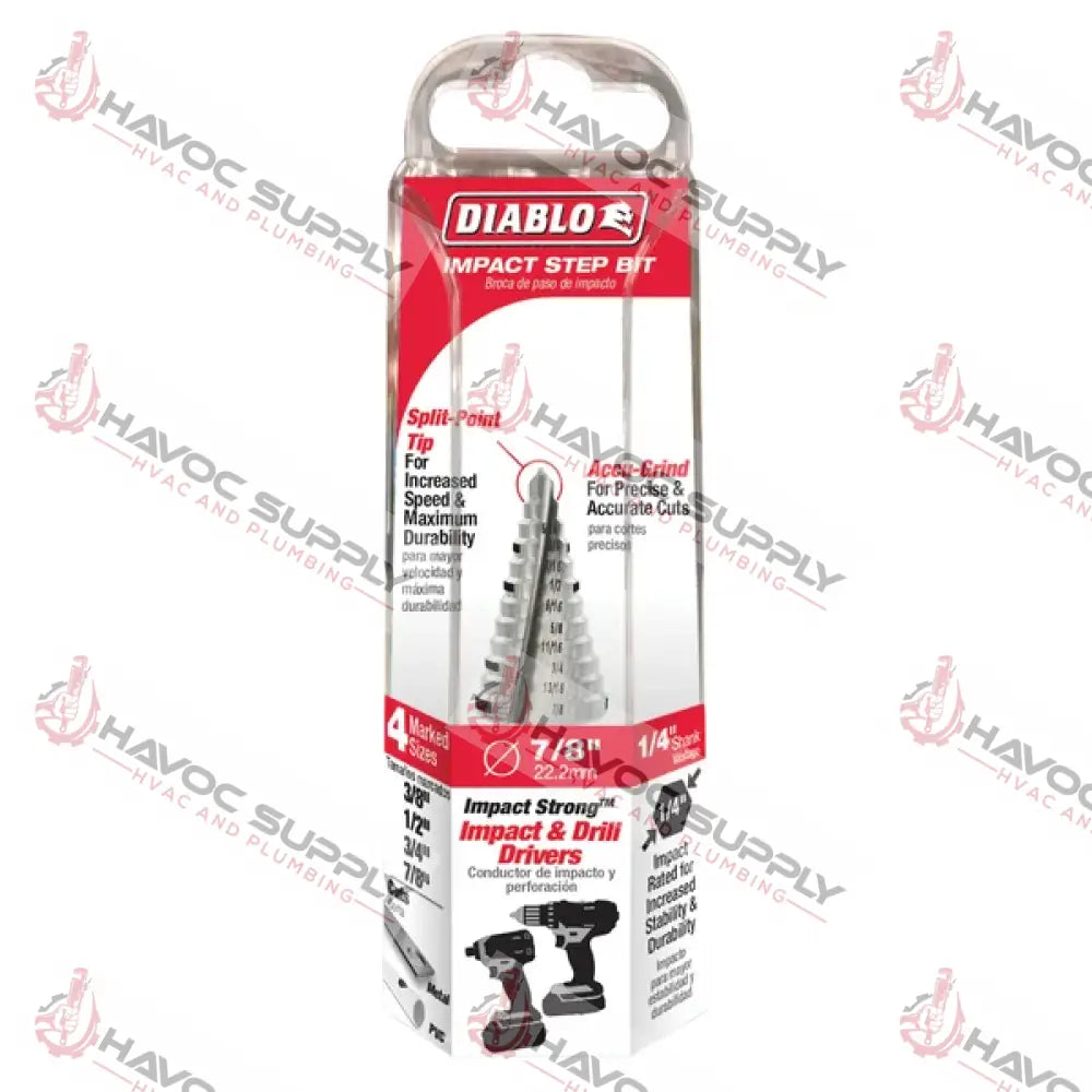 DSD0875S12 - DIABLO 7/8" STEP BIT 12 STEP - HAVOC SUPPLY, LLC