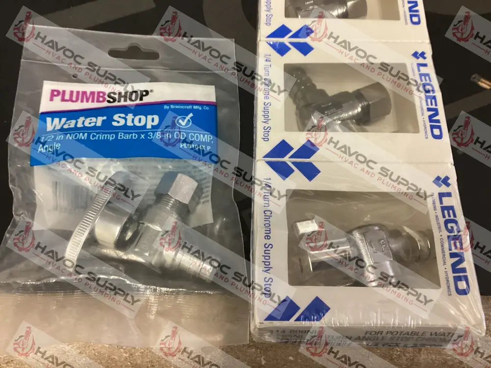 G2BRPX19XC - 1/2" CRIMP PEX X 3/8" COMPRESSION ANGLE STOP VALVE - HAVOC SUPPLY, LLC