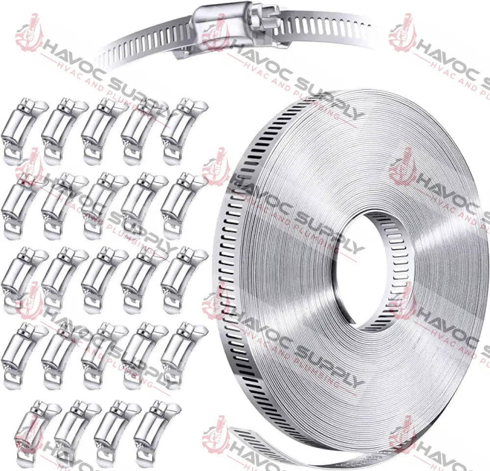 HOSE CLAMP ROLL - 50FT WITH 24 WORM GEAR CONNECTORS - HAVOC SUPPLY, LLC