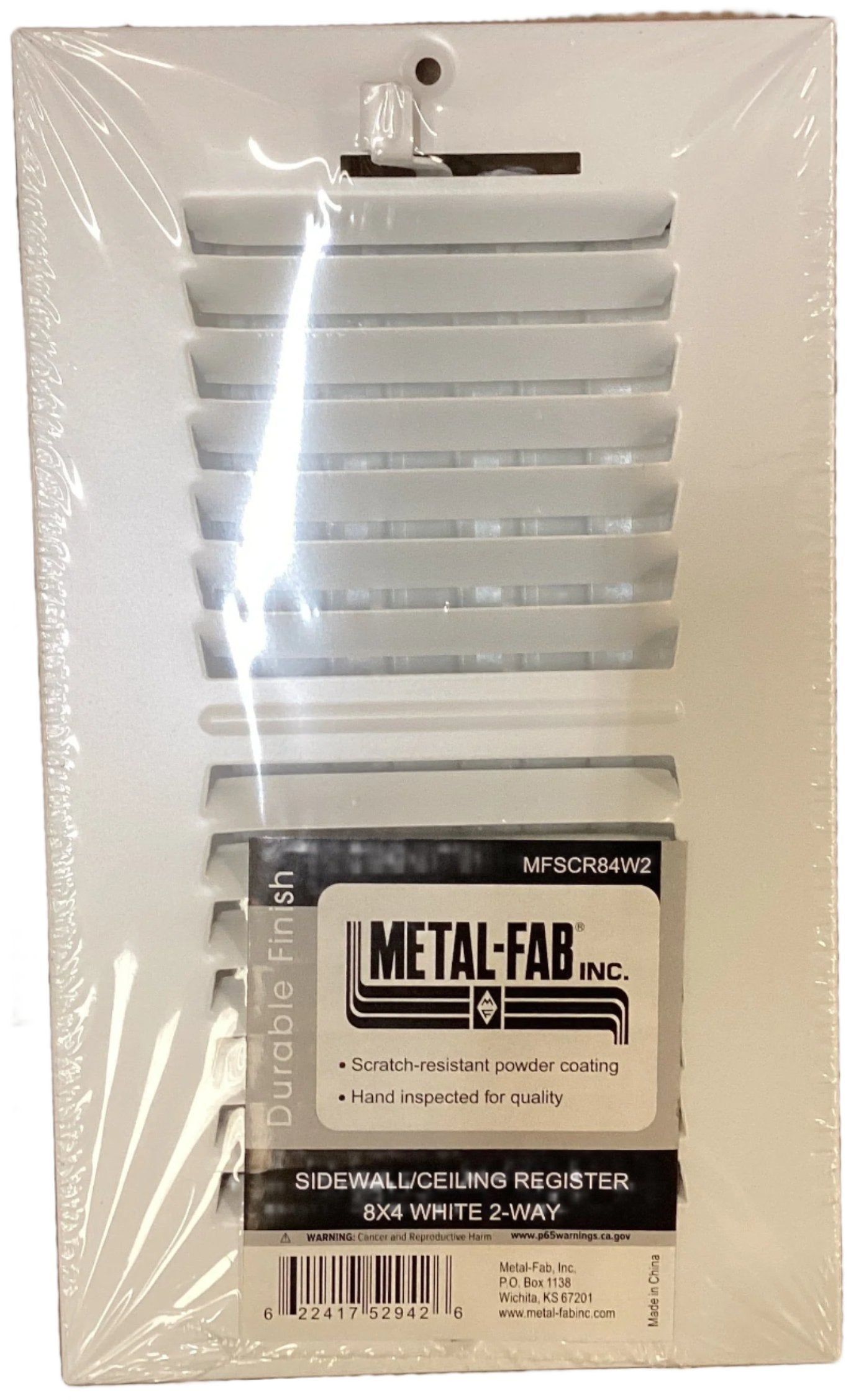 MFSCR84W2 - 8"X4" WALL/CEILING SUPPLY REGISTER - WHITE - HAVOC SUPPLY, LLC