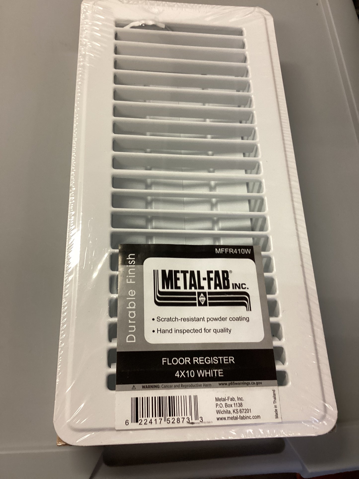 MFFR410W - 4"X10" FLOOR SUPPLY REGISTER - WHITE - HAVOC SUPPLY, LLC