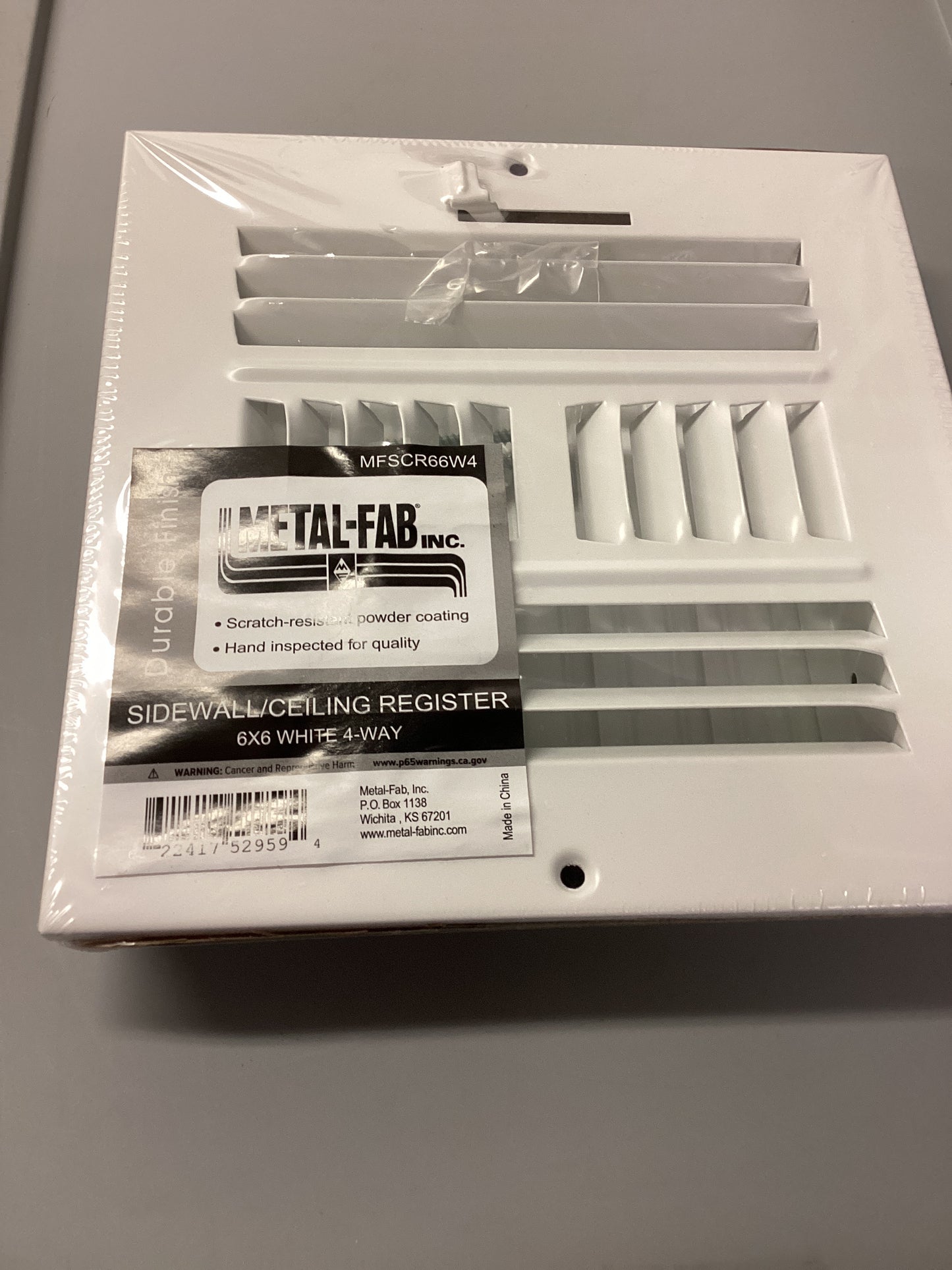 MFSCR66W4 - 6"X6" 4-WAY WALL/CEILING SUPPLY REGISTER - WHITE - HAVOC SUPPLY, LLC