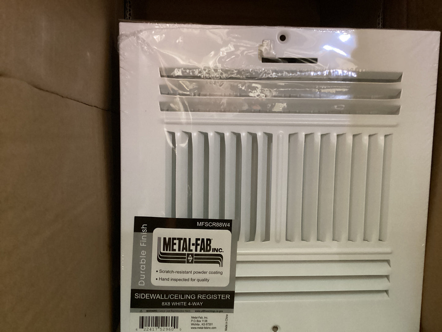 MFSCR88W4 - 8"X8" 4-WAY WALL/CEILING SUPPLY REGISTER - WHITE - HAVOC SUPPLY, LLC