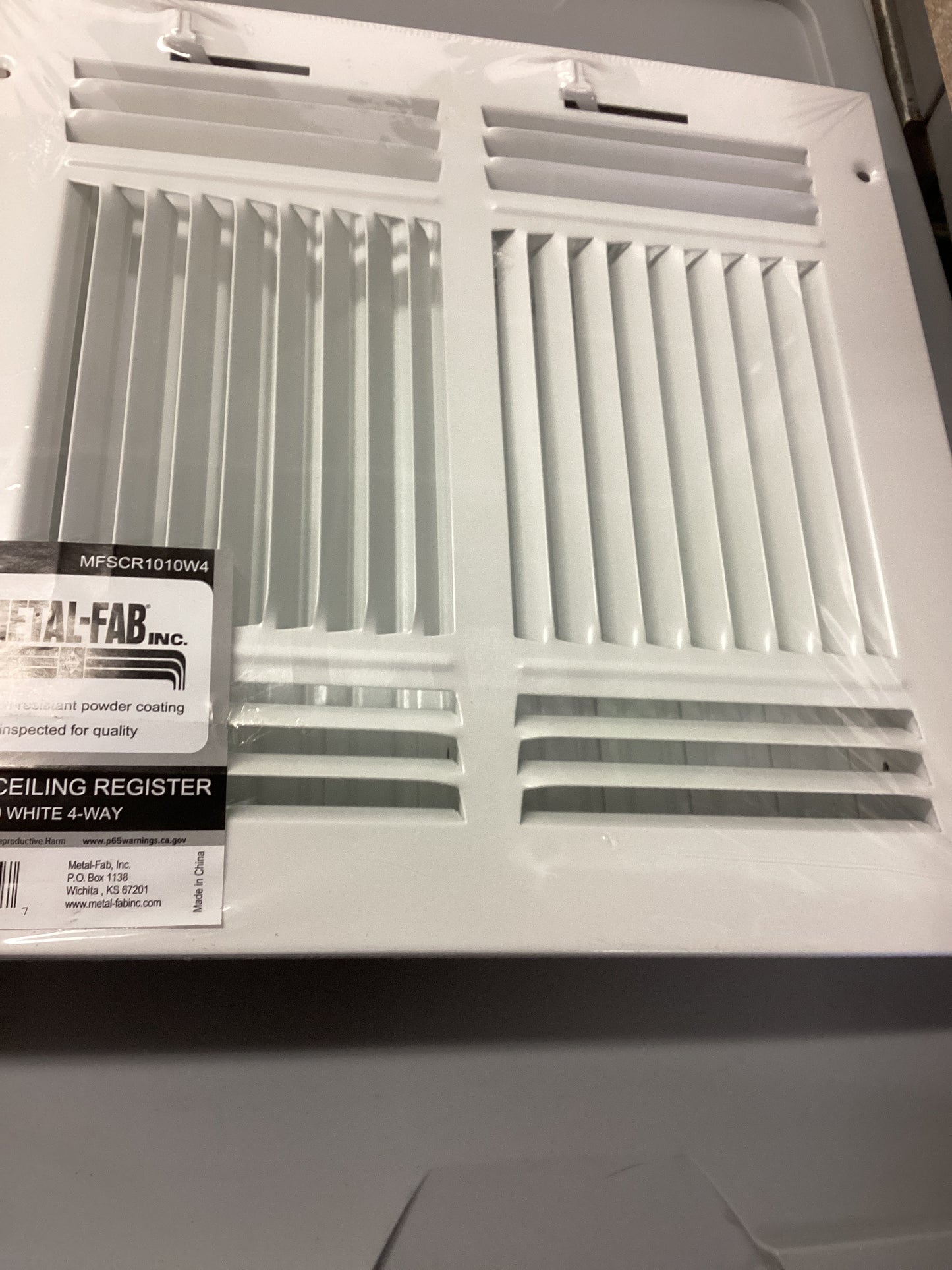 MFSCR1010W4 - 10"X10" 4-WAY WALL/CEILING SUPPLY REGISTER - WHITE - HAVOC SUPPLY, LLC
