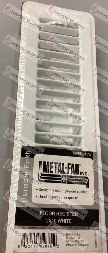 MFFR210W - 2"X10" FLOOR SUPPLY REGISTER - WHITE - HAVOC SUPPLY, LLC