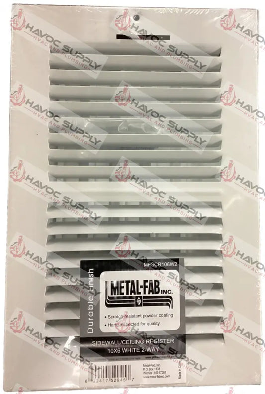MFSCR106W2 - 10"X6" WALL/CEILING SUPPLY REGISTER - WHITE - HAVOC SUPPLY, LLC