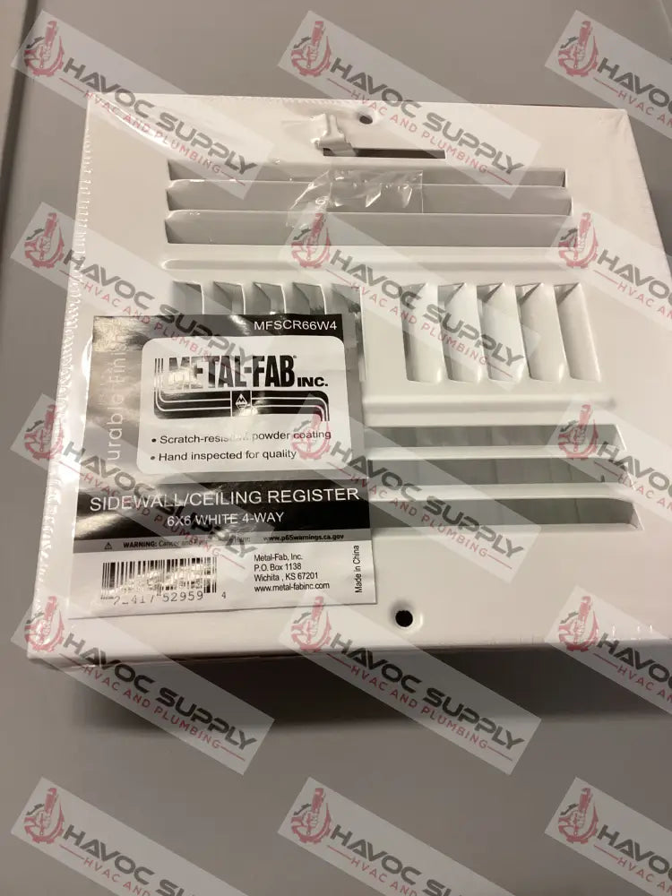 MFSCR66W4 - 6"X6" 4-WAY WALL/CEILING SUPPLY REGISTER - WHITE - HAVOC SUPPLY, LLC