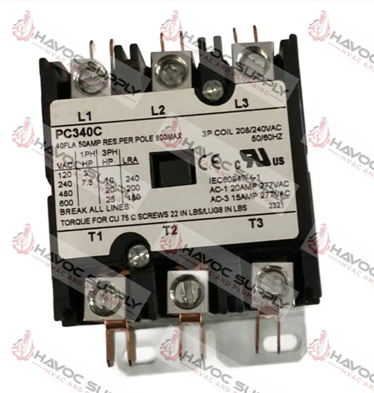 PC340C - 3 POLE 40A 240V COIL CONTACTOR - HAVOC SUPPLY, LLC