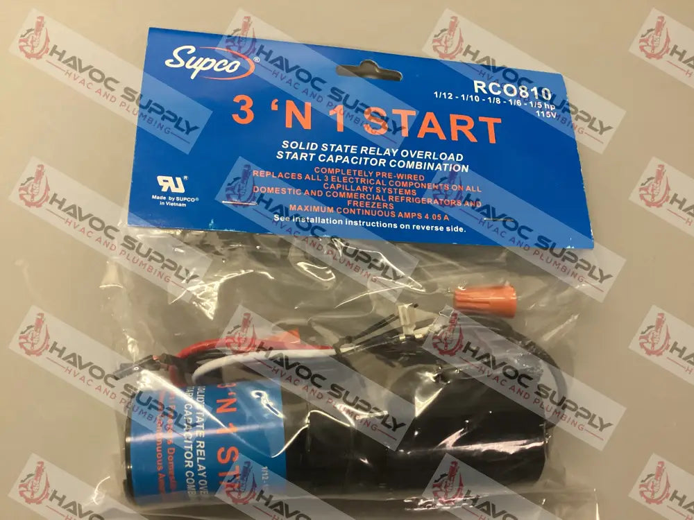 RCO810 - SUPCO 3N1 HARD START KIT 1/12 - 1/5 HORSEPOWER 115 VOLT - HAVOC SUPPLY, LLC