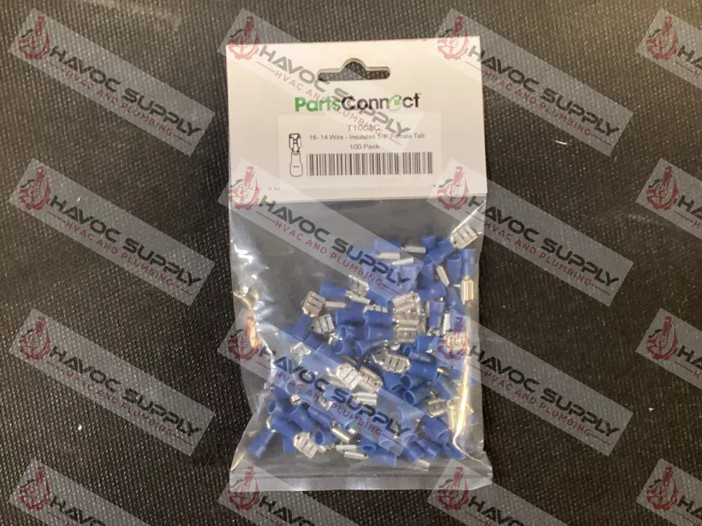 T1002C - 1/4" BLUE FEMALE SPADE TERMINAL 100/PK - HAVOC SUPPLY, LLC