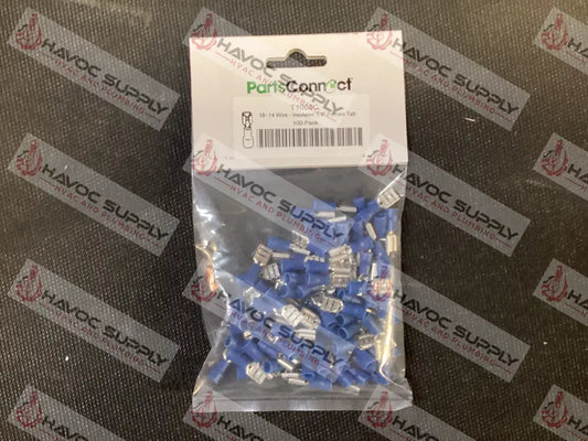 T1002C - 1/4" BLUE FEMALE SPADE TERMINAL 100/PK - HAVOC SUPPLY, LLC