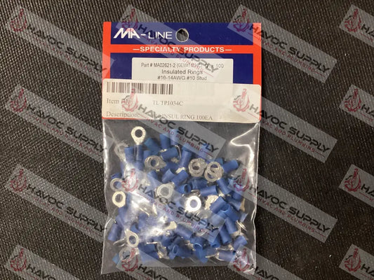TP1034C - #10 BLUE RING TERMINAL 100PK - HAVOC SUPPLY, LLC