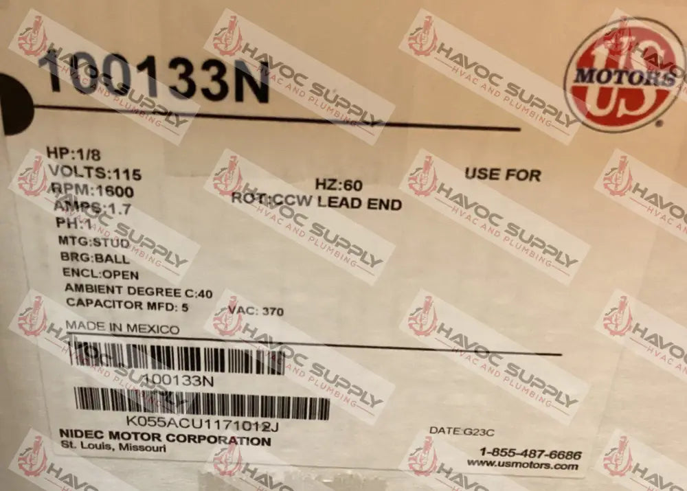 100133 - 1/8 HP MOTOR - SO - HAVOC SUPPLY, LLC