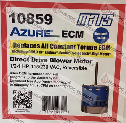 10859 - MARS AZURE 1/2-1HP ECM MOTOR - HAVOC SUPPLY, LLC