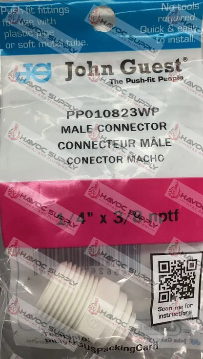 20-056P - 1/4" JOHN GUEST X 3/8" MIP STRAIGHT CONNECTOR - HAVOC SUPPLY, LLC