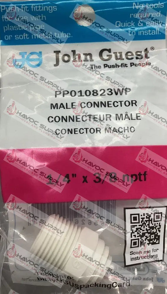 20-056P - 1/4" JOHN GUEST X 3/8" MIP STRAIGHT CONNECTOR - HAVOC SUPPLY, LLC