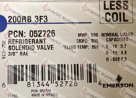200RB3F3 - 3/8" FLARE SOLENOID VALVE - HAVOC SUPPLY, LLC
