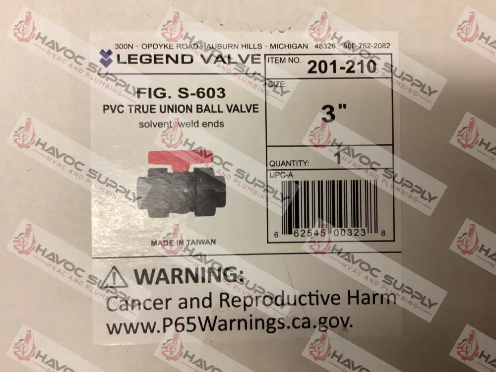 201-210 - 3" TRUE UNION PVC SCH80 BALL VALVE - SO - HAVOC SUPPLY, LLC