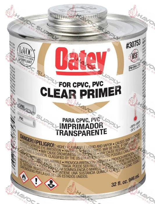 30753 - OATEY CLEAR PVC PRIMER QUART - HAVOC SUPPLY, LLC