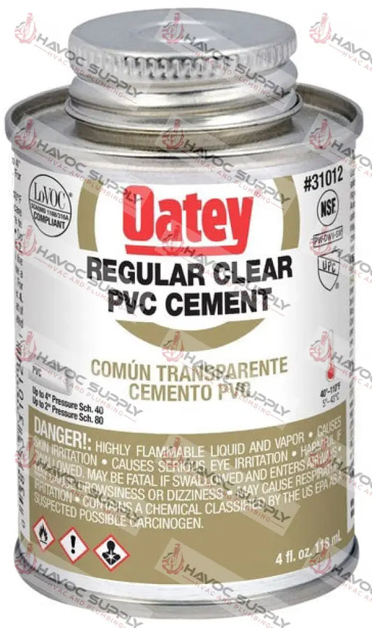 31012 - OATEY REGULAR CLEAR PVC CEMENT 4OZ - HAVOC SUPPLY, LLC
