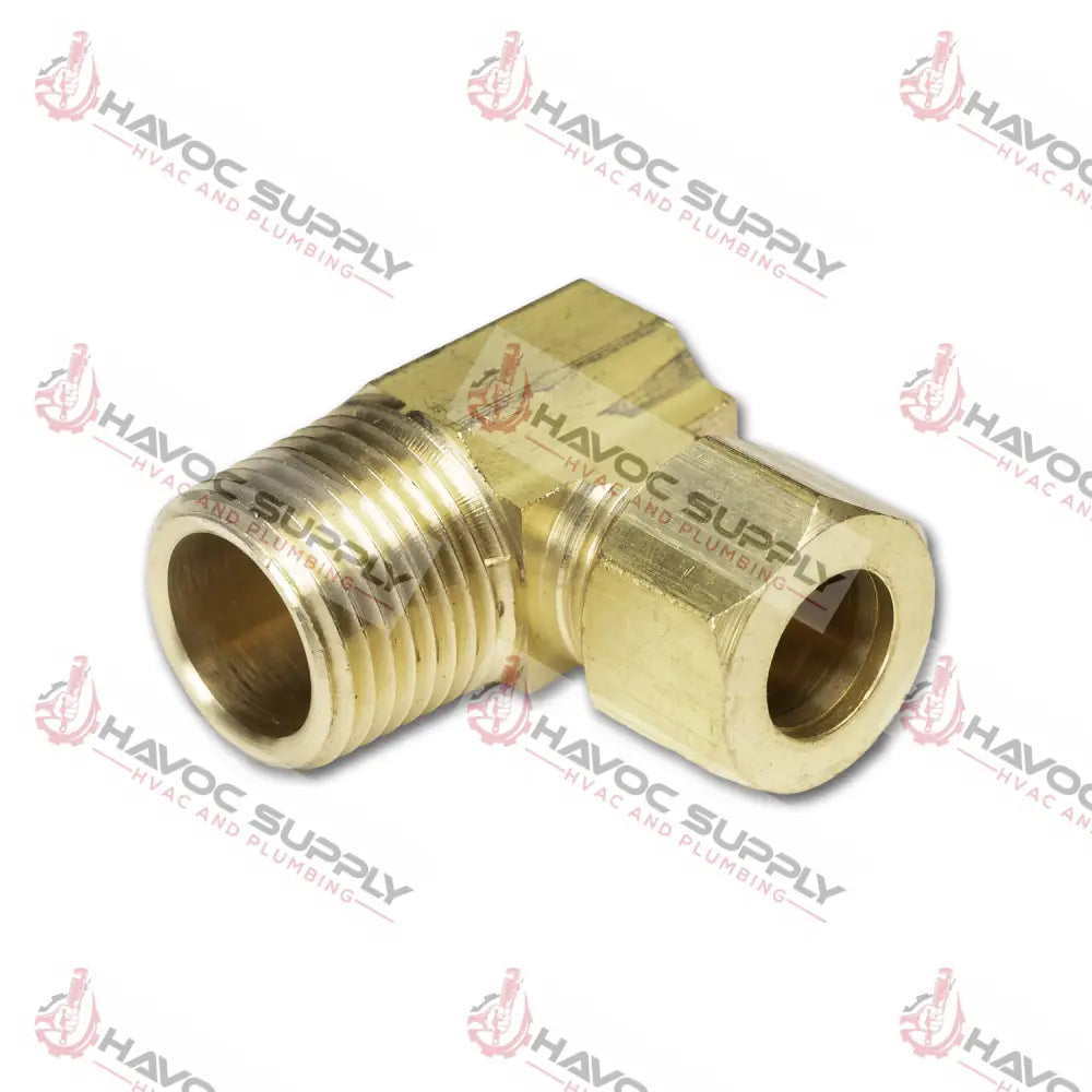 38X38L90 COMPXMIP - 3/8" COMP X 3/8" BRASS MIP 90 DEGREE ELBOW - HAVOC SUPPLY, LLC