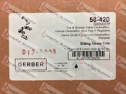 58-420 GERBER TUB AND SHOWER TWO HANDLE CERAMAFLOW VALVE - HAVOC SUPPLY, LLC
