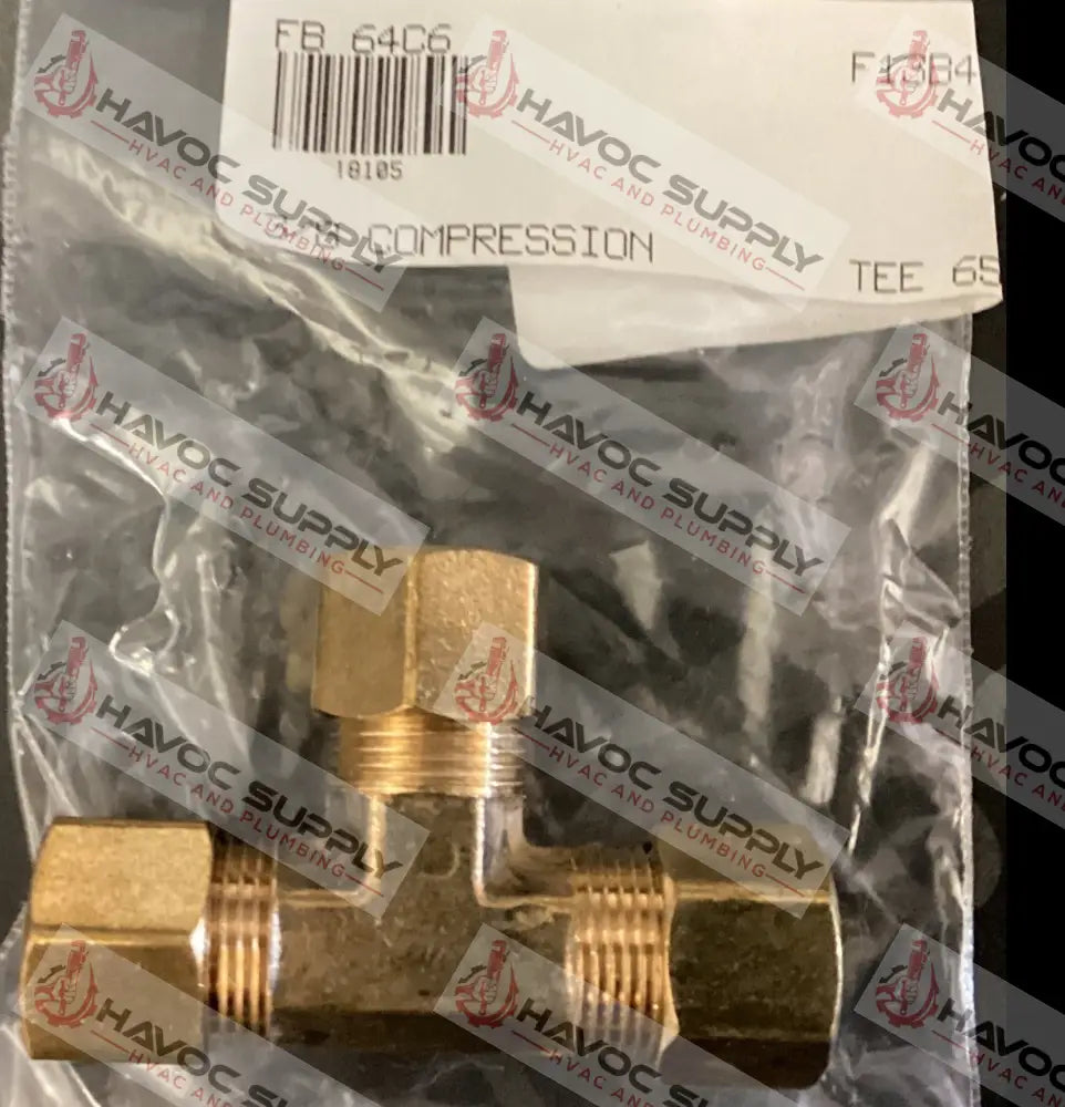 64C6 - 3/8 BRASS COMPRESSION TEE - HAVOC SUPPLY, LLC