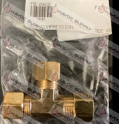 64C6 - 3/8 BRASS COMPRESSION TEE - HAVOC SUPPLY, LLC