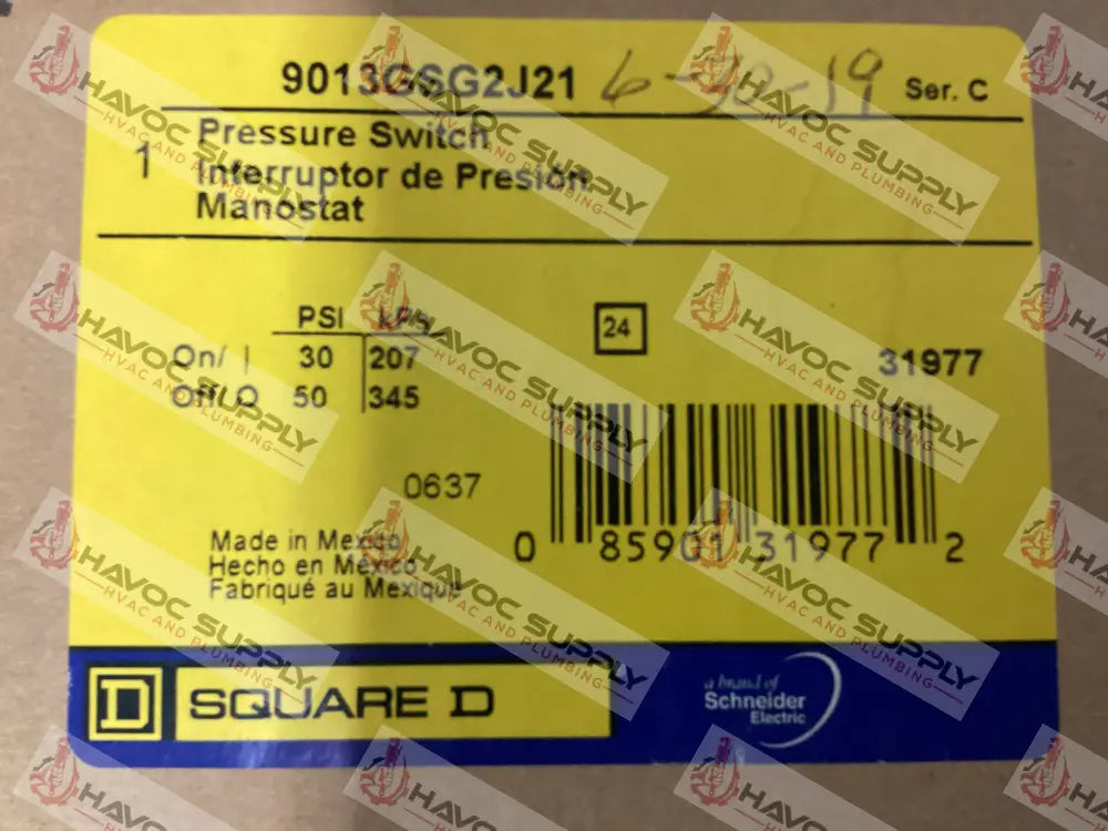 9013GSG2J21 - WATER WELL PRESSURE SWITCH 30-50PSI - SO - HAVOC SUPPLY, LLC