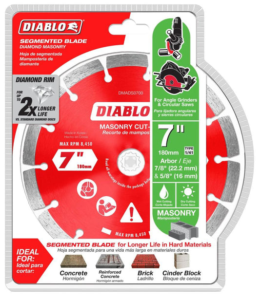 DMADS0700 - DIABLO 7" DIAMOND SEGMENTED RIM BLADE - SO