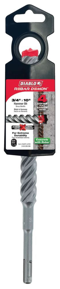 DMAPL4250 - DIABLO SDS PLUS 3/4 X 8 X 10 HAMMER DRILL BIT