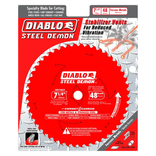 D0748CFX - DIABLO STEEL 7-1/4" 48 TEETH CIRCULAR SAW BLADE - SO