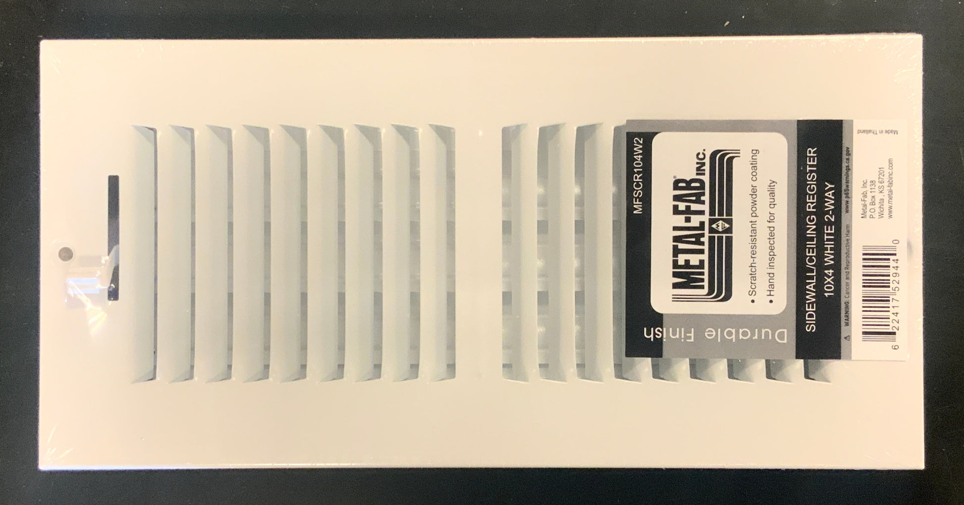 MFSCR104W2 - 4"X10" 2-WAY WALL/CEILING SUPPLY REGISTER - WHITE - HAVOC SUPPLY, LLC