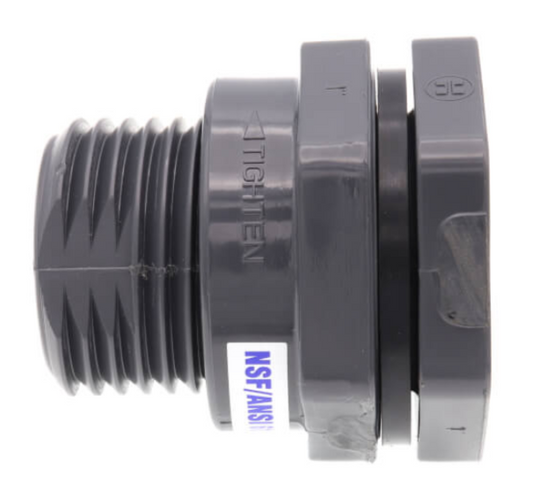 1" PVC BULKHEAD FITTING WITH EDPM GASKET MIPXFIP