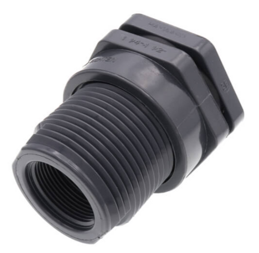 1-1/4" PVC BULKHEAD FITTING WITH EDPM GASKET MIPXFIP