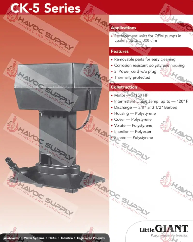 CK-5 - EVAPORATIVE SWAMP COOLER PUMP - SO - HAVOC SUPPLY, LLC