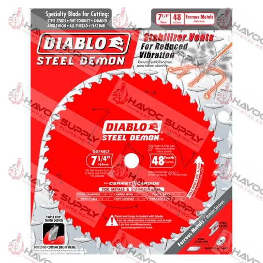 D0748CFX - DIABLO STEEL 7-1/4" 48 TEETH CIRCULAR SAW BLADE - SO - HAVOC SUPPLY, LLC